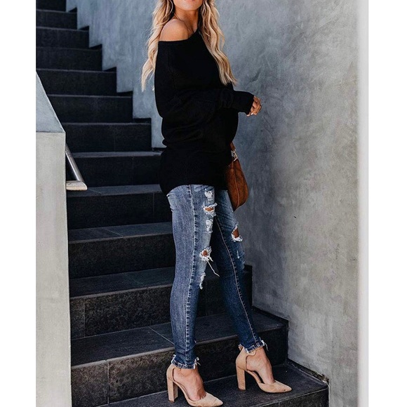 ✦NEW Off Shoulder Batwing Sleeve Sweater Top✦ - Picture 4 of 5